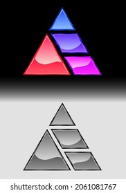 The logo is in the form of a pyramid truncated into four parts, In color and black and white, Creative Logo business abstract vector design template, Hi tech looped infinity logotype, Vector