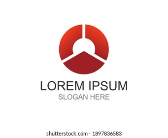 The logo is in the form of a semicircle and a triangle