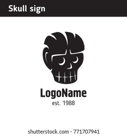 Logo in the form of a skull, one-color, silhouette
