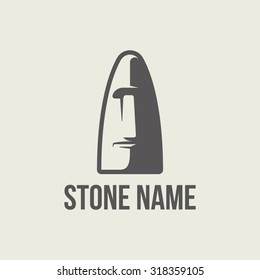 The logo in the form of stone from Easter island monochrome shadow