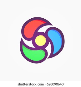 Logo in Form of Swirl, Vector Abstract Round Symbol isolated on white background. Emblem for Internet Business or High Technology Company.