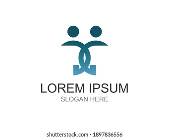 El logo está en forma de dos círculos que representan a personas que trabajan juntas en un equipo