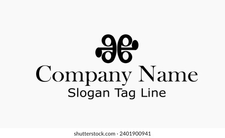 The logo is  the form of two connected circles with interlocking black semicircles, abstract art. Design template icon, success sign, symbol together