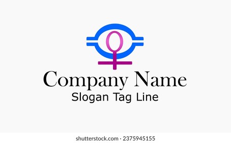The logo is in the form of two half circles inside which is a feminine symbol with black and pink abstract art. Design template icon, success sign, symbol together moving forward. Brand identity