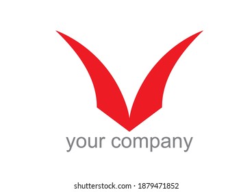 un logotipo en forma de dos cuernos o un logotipo en forma de letra V.