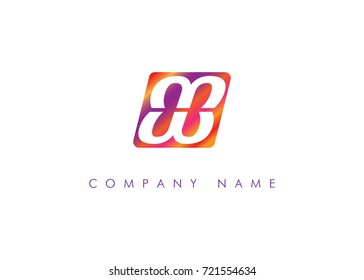 The logo is in the form of two letters w. Multicolored. The logo is in the square.  Vector illustration