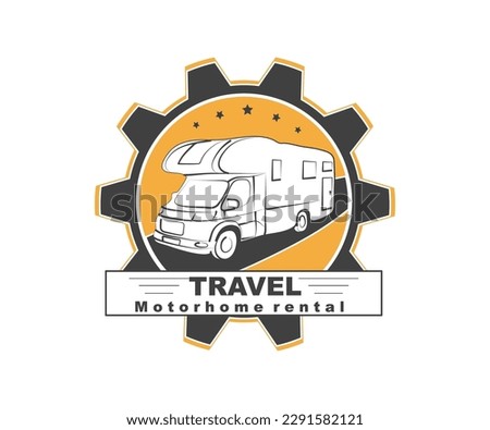 Logo in the form of a van on a yellow background with an inscription. EPS10.