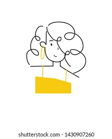 Logo In The Form Of A Woman With Curly Hair, For A Brand Logo Or Company