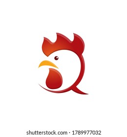 The logo is formed from a red chicken's head, Yellow beak, and the Talk Balloon Logo. Suitable for restaurant logos, food and beverages, farming, agriculture, etc.