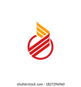 Logo Forming Fire And Wings Inside A Circle Shape