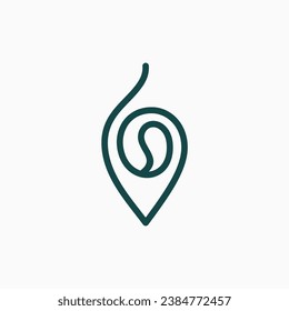 The logo forms a coffee bean combined with a location pin symbol