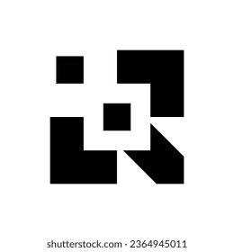 The logo forms the letter "R" with a design resembling a bar code