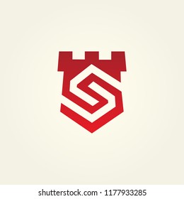 logo fortress vector, icon S fortress. alphabet logo vector. modern of fortress vector design