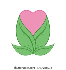 Logo a four leaf with the tip forming a heart symbol.