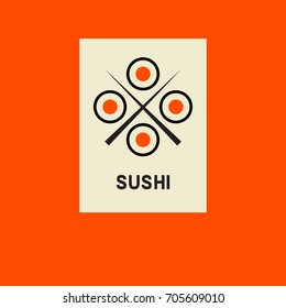 Logo four sushi. Icon of japanese cuisine. Vector illustration