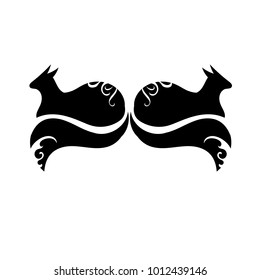 Logo of the fox or cat are mirror. Silhouette of an animal is black. Vector illustration.
