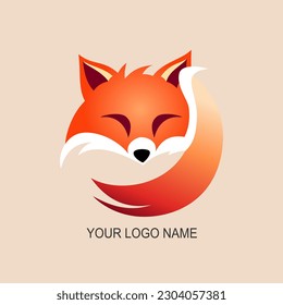 logo with fox character, vector illustration.