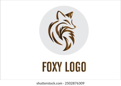 a logo for a fox with a golden design on it