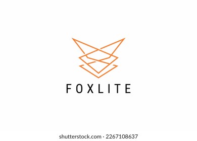Logo Fox Head Abstract Outline Geometric Style for Programmer, Website, Technology Software Business