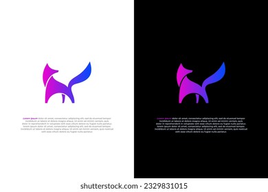 logo fox silhouette abstract modern minimal neon light