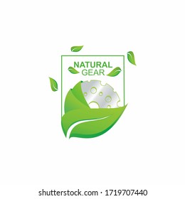 logo frame template leaf and gear