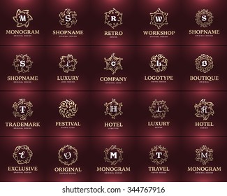 logo frame vintage design elements retro jewelery hotel calligraphic elegant modern or vintage frame and luxury logos set for restaurant hotel boutique or business identity graceful elegant calligraph