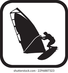 Logo with a frame of a windsurfer - windsurfing logo