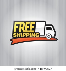 Logo Free Shipping Concept In Gray Aluminum Background