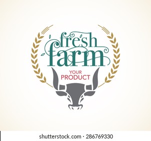 logo fresh farm design template.