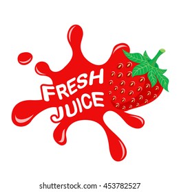 logo of fresh juice. Fresh strawberry juice, vector illustration.