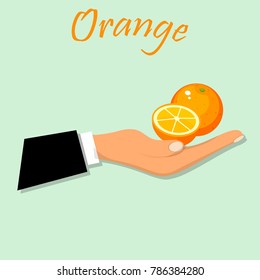 logo of fresh orange juice. Vector round label, orange jam, sauce or juice label. Ecological food concept