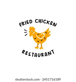 A logo for a fried chicken restaurant, showcasing a yewwlow chicken illustration with the restaurant's name.