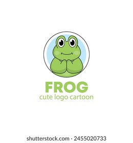 logo frog cute cartoon vector illustration. animal logo concept .flat style concept illustration cute