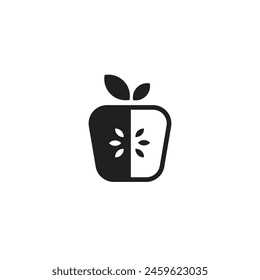 Logo fruit and seed minimalist black with blank background