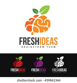 Logo Of A Fruit Style Brain. This Logo Is Suitable For Many Purpose As Healthy Food, Brainstorm Team, Creators, Artists And More.