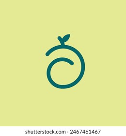 Logo de la fruta twist línea de trazo minimalista con fondo en blanco