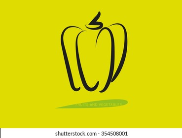 Logo Fruits and Vegetables. Symbol. Pepper