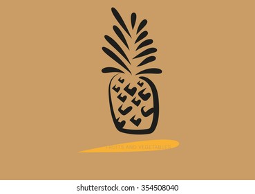 Logo Fruits and Vegetables. Symbol. Pineapple