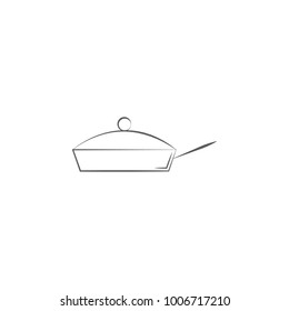 logo frying pan with lid icon. Elements of dishes icon. Premium quality graphic design. Signs, outline symbols collection icon for websites, web design, mobile app, info graphics on white background