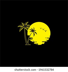 The logo is the full moon. Coconut tree view