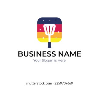 a logo with a fun concept that combines a spatula image and sunset colors