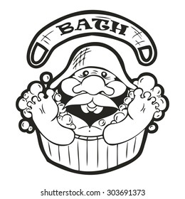 logo funny man is taking a bath