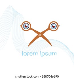 Logo con tijeras graciosas, línea