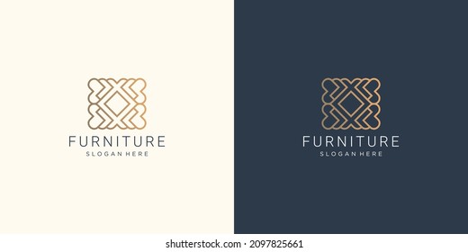 logo furniture interior design with frame minimalist style, furniture Premium inspiration.