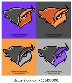 logo fusion of owls and wolves