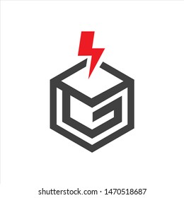 logo g initial icon fast box