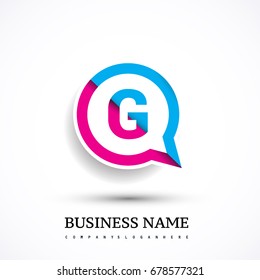 logo G letter red and blue on circle chat icon. Vector design for your logo application for company identity.