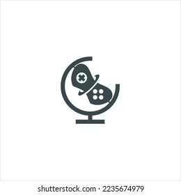 Logo game icon abstract joystick shape  For esport line art gaming logo vector on the white background.