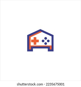 Logo game icon abstract joystick shape  For esport line art gaming logo vector on the white background.