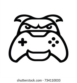 Logo Gamepad face Cyber dog, the joystick video game, Sign, illustration, vector